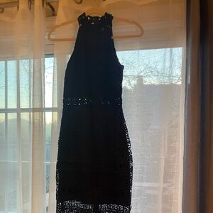 Navy Blue Midi Crochet Dress